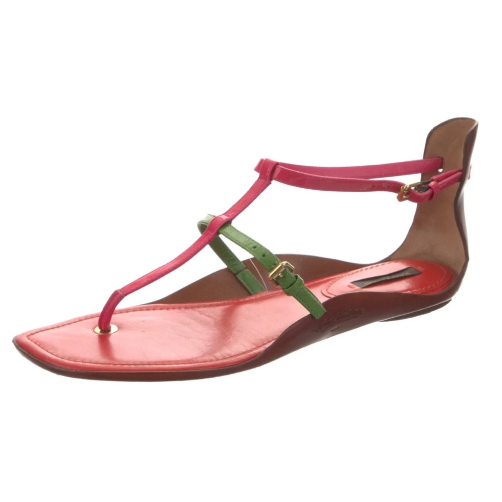 Louis Vuitton Patent Leather T Strap Sandals